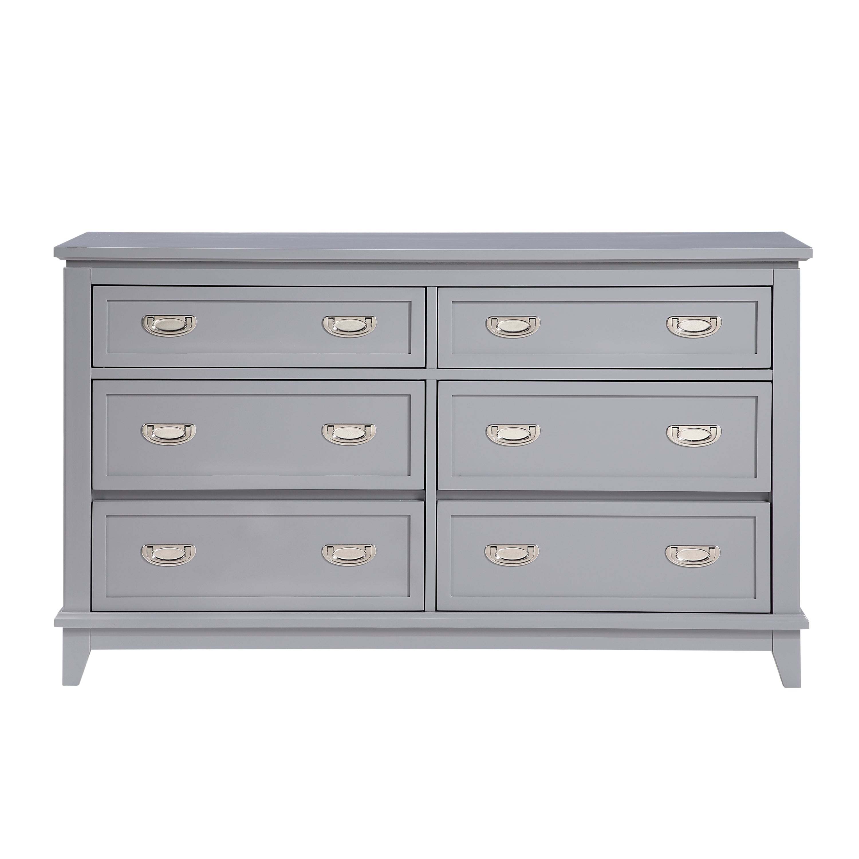Gray Finish Dresser with 6 Drawers Wooden Modern Bedroom Furniture 1pc