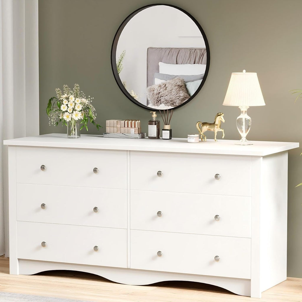 White 58 Inch Contemporary Wooden Dresser Organizer