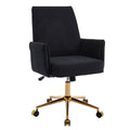 Ergonomic Mid-Back Office Chair with Striped Fabric, Black Corduroy, Gold Base, 25.2 x 24.0 x 41.9 inches