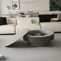 39.37'' Round Coffee Table with Storage Solid Wood Veneered Modern Coffee Table Accent Tea Table for Living Room, Bedroom, Apartment or Office, Grey