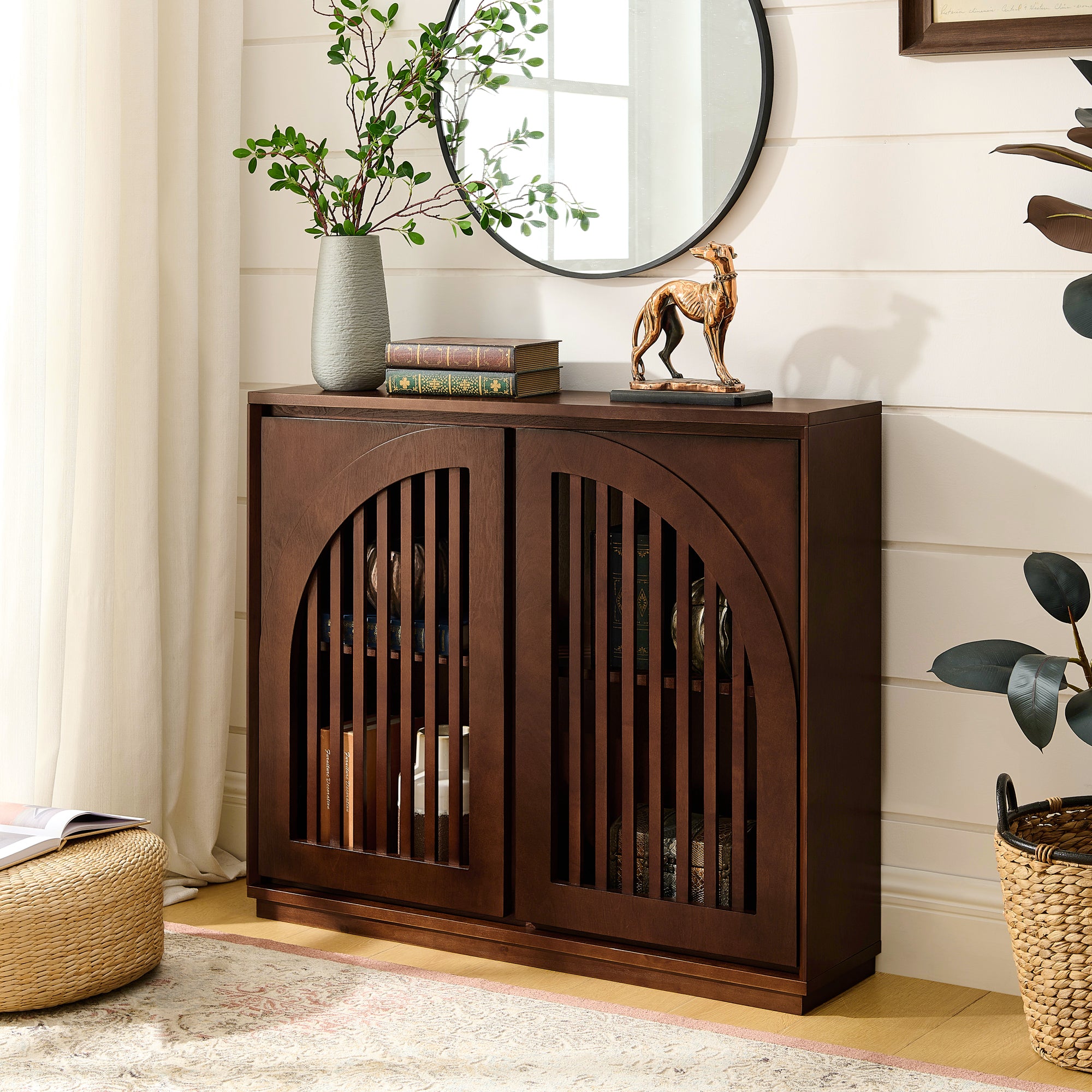 Dark Walnut Fluted Accent Cabinet
