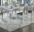 Traditional Dining Table Rectangle Table Silver Hue 1pc Dining Table Glass Insert Dining Room Furniture