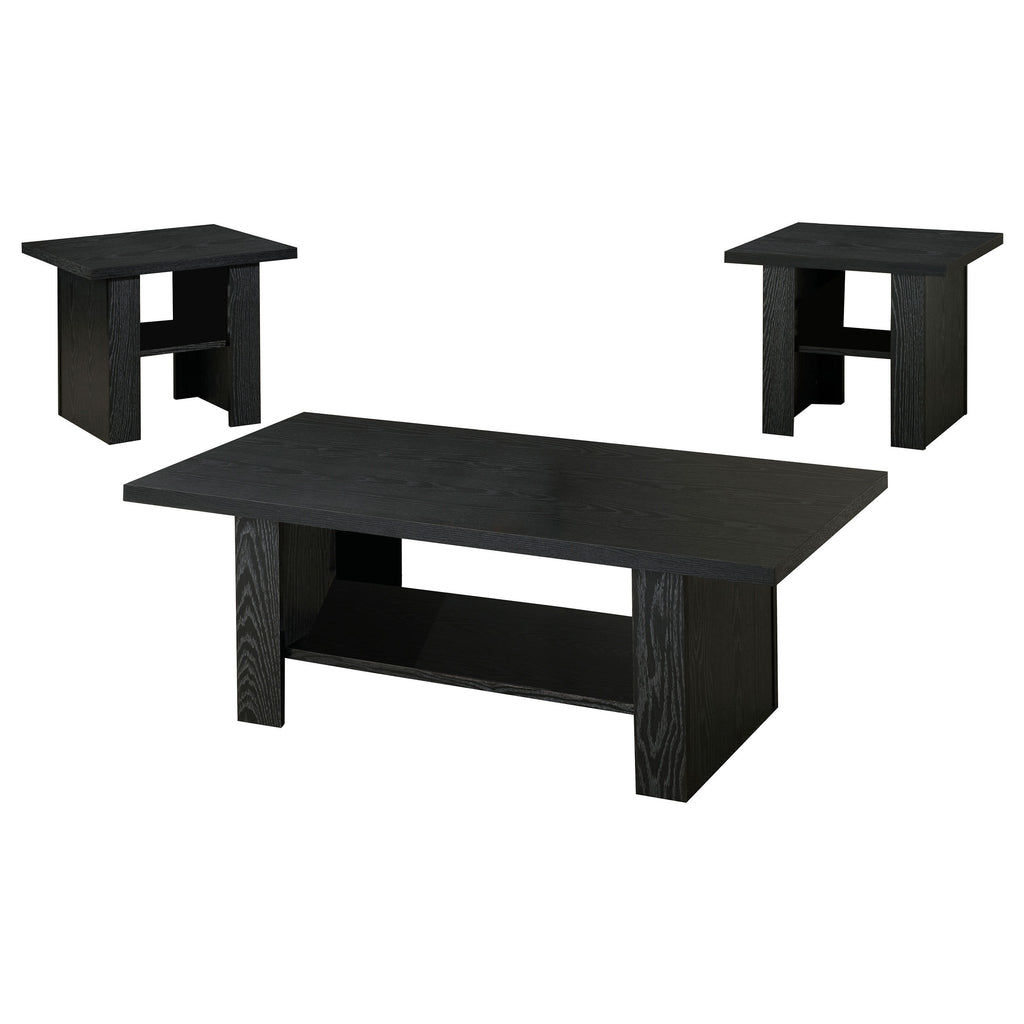 Salton Black Oak 3-Piece Engineered Wood Coffee Table Set in Black Finish