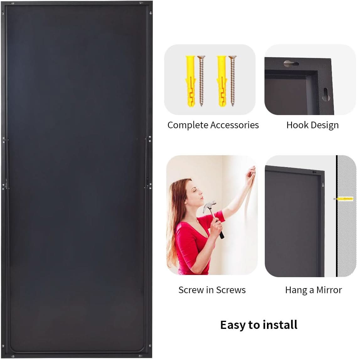 71x31 Inch Black Floor Mirror Full Length Standing-4