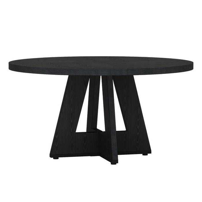 Modern Farmhouse 47-inch Round Kitchen Dining Table in Black Wood Finish-2