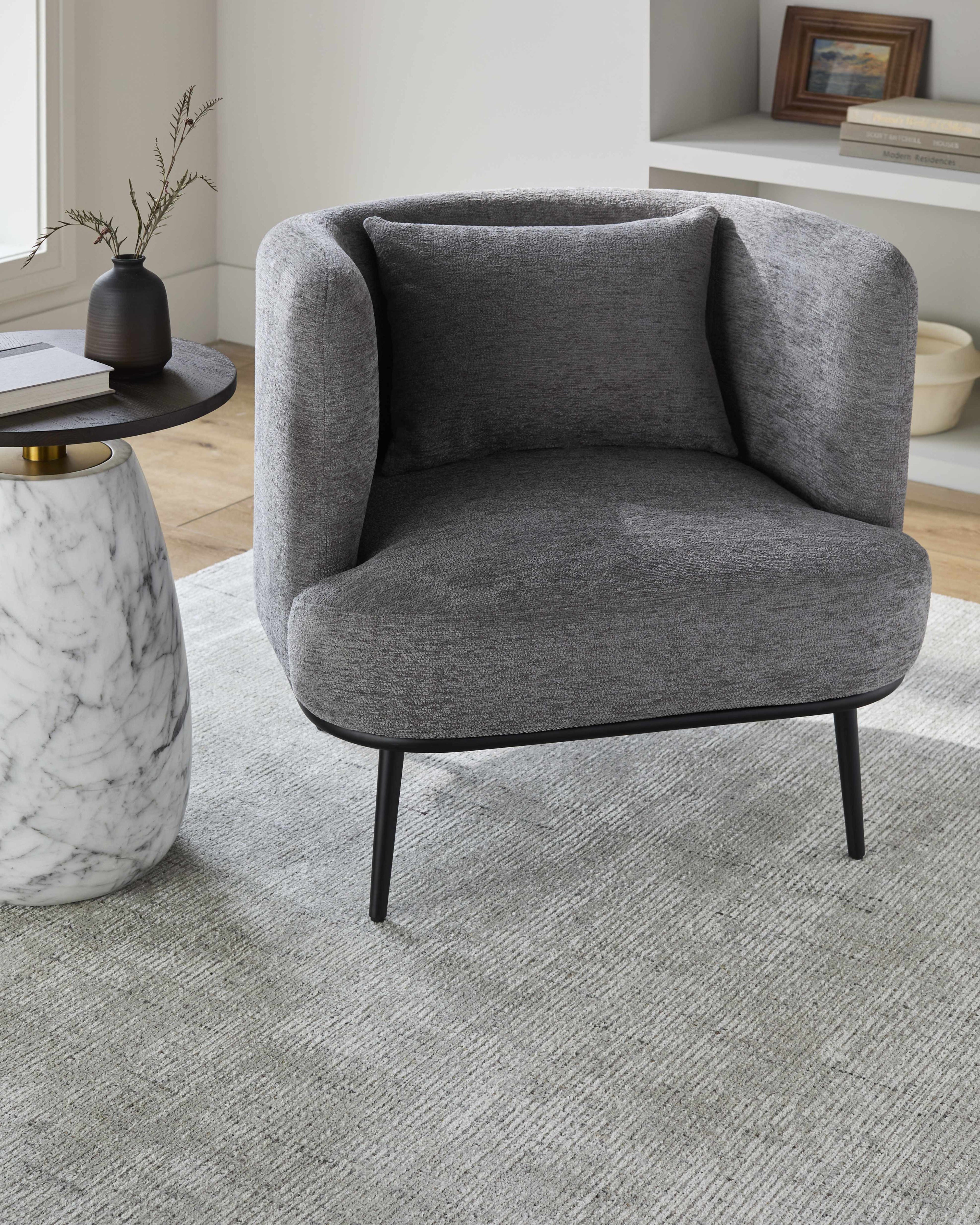 Courtisols Modern Curved Gray Accent Chair - Clearance