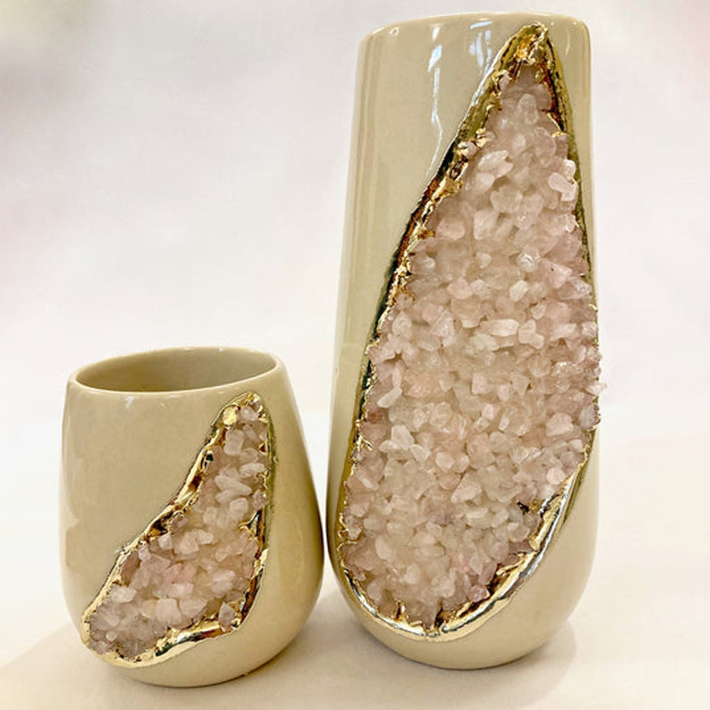 Set of 2 Cream Ceramic Vases-6