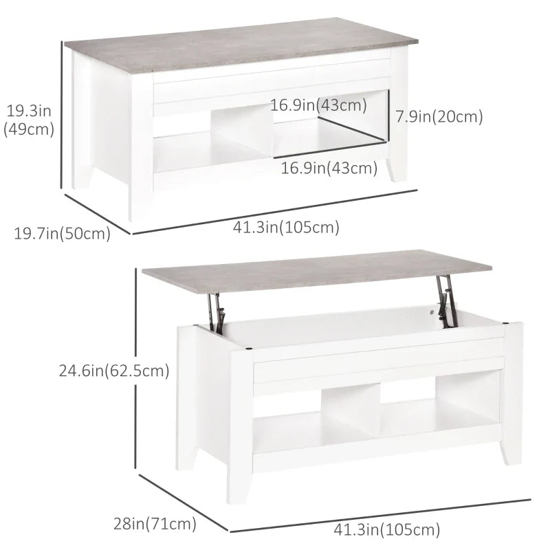 Lift-Top Coffee Table with Hidden Storage & Open Shelves-4