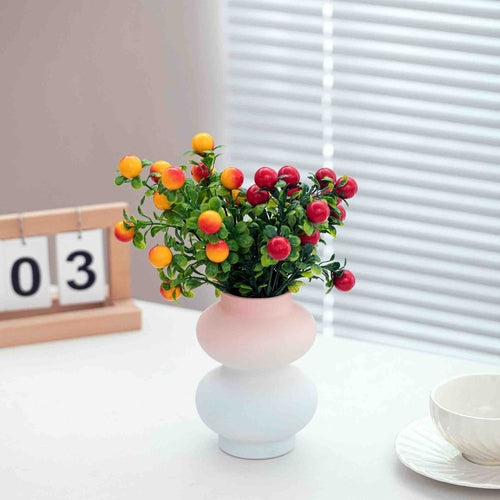 Handmade Dopamine Gradient Ceramic Vase – Geometric Matte Modern Flower Vase-4