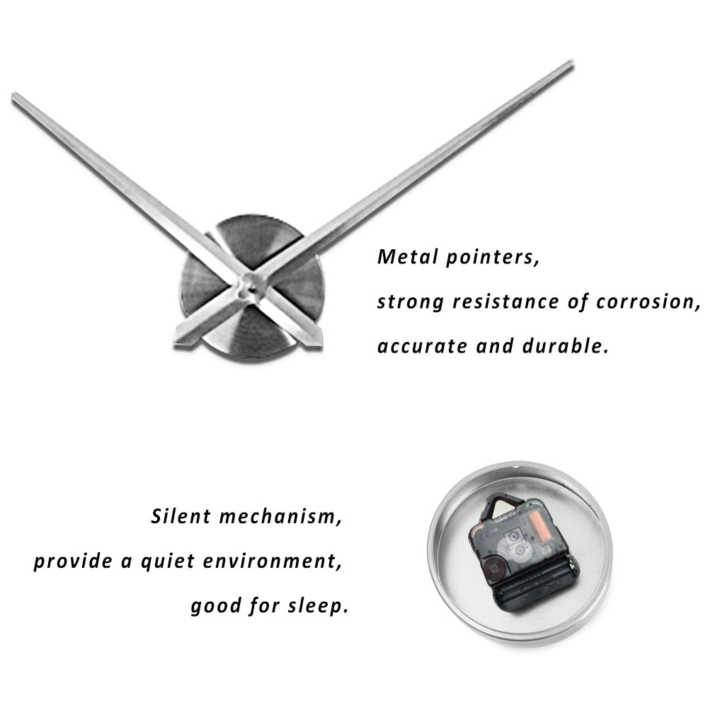 NNEOBA Large Wall Clock Quartz 3D DIY Big Watch Decorative Kitchen Clocks Acrylic Mirror Sticker Oversize Wall Clocks Home Letter Decor-1