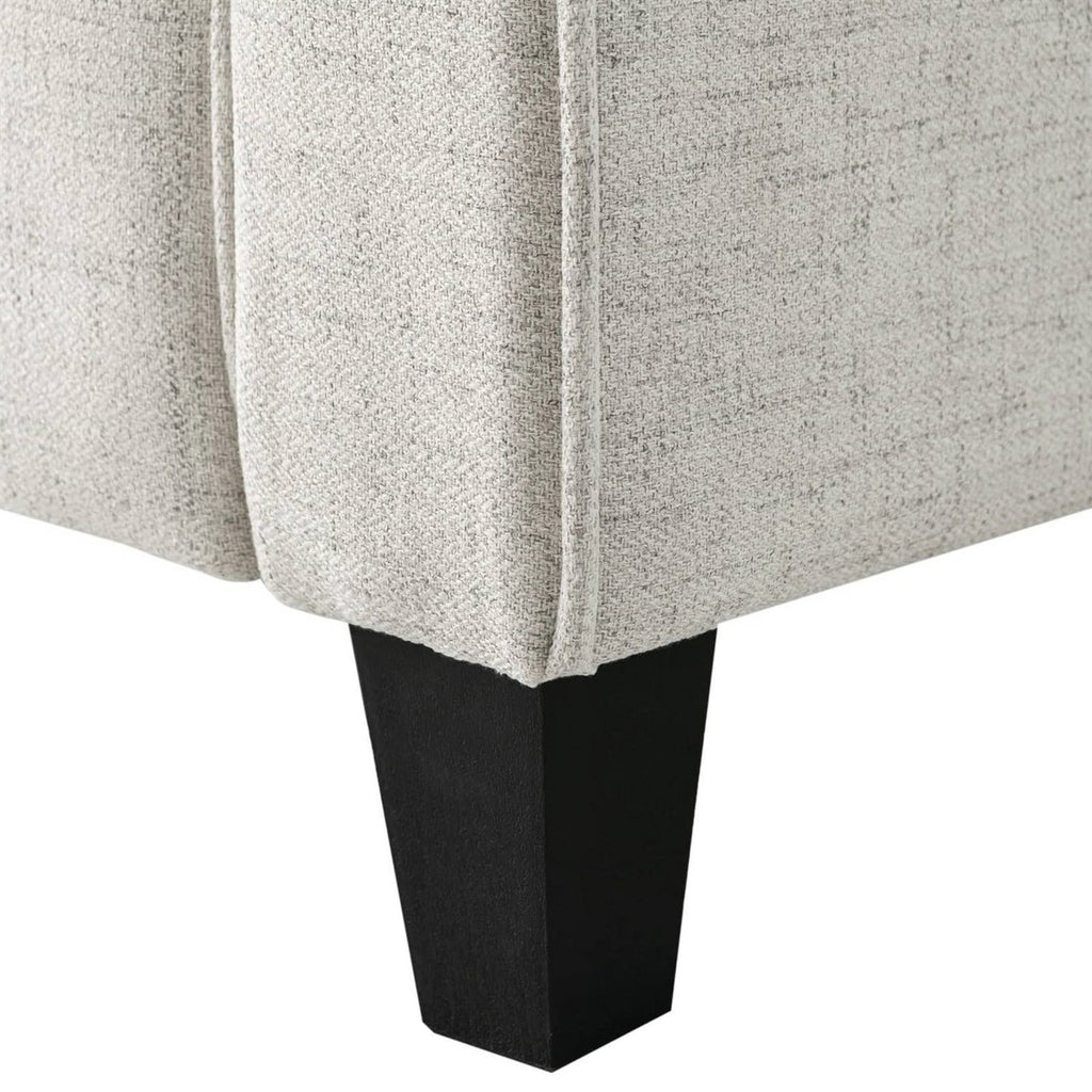 Modern 3-Seater Upholstered Sofa in Cream Microfiber with Button Tufted Cushions-1
