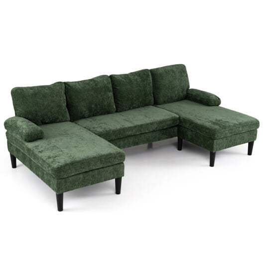 U-shaped Sectional Couch with Double Chaise for Living Room-Beige-0