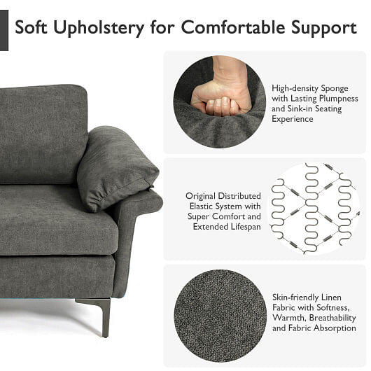 Modern Fabric Accent Armchair with Original Distributed Spring and Armrest Cushions-Gray-8