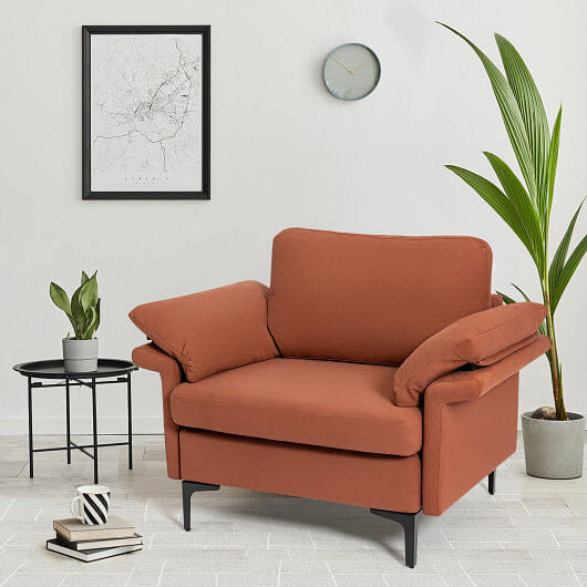 Modern Fabric Accent Armchair with Original Distributed Spring and Armrest Cushions-Gray-15
