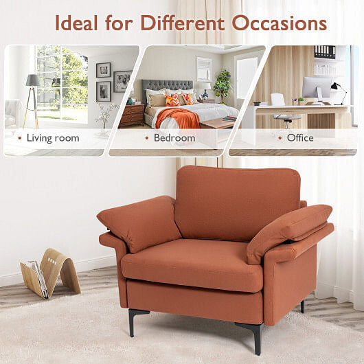Modern Fabric Accent Armchair with Original Distributed Spring and Armrest Cushions-Gray-16