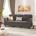 Upholstered Teddy Velvet 3-Seat Sofa with Comfy Back Pillows-Gray-0