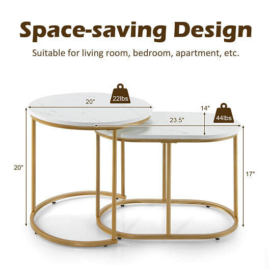 Modern Nesting Coffee Table Set of 2-White-4