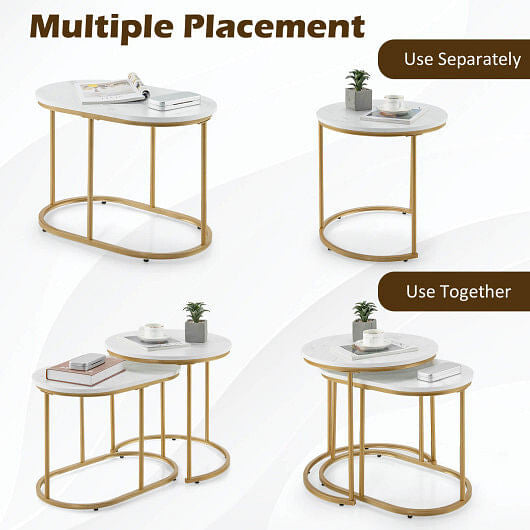 Modern Nesting Coffee Table Set of 2-White-2