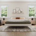 King Size Solid Hardwood Victorian Style White Platform Bed-0