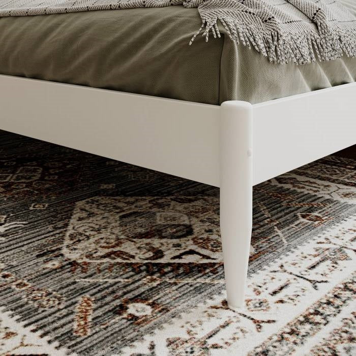King Size Solid Hardwood Victorian Style White Platform Bed-2