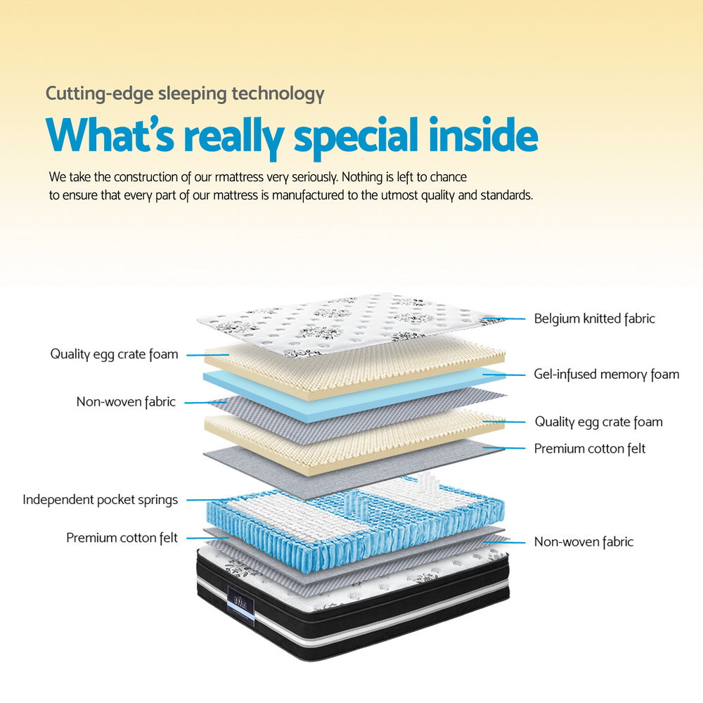 NNEDSZ Bedding Donegal Euro Top Cool Gel Pocket Spring Mattress 34cm Thick – King Single