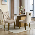 MidCentury Beige Velvet Tufted Dining Chair