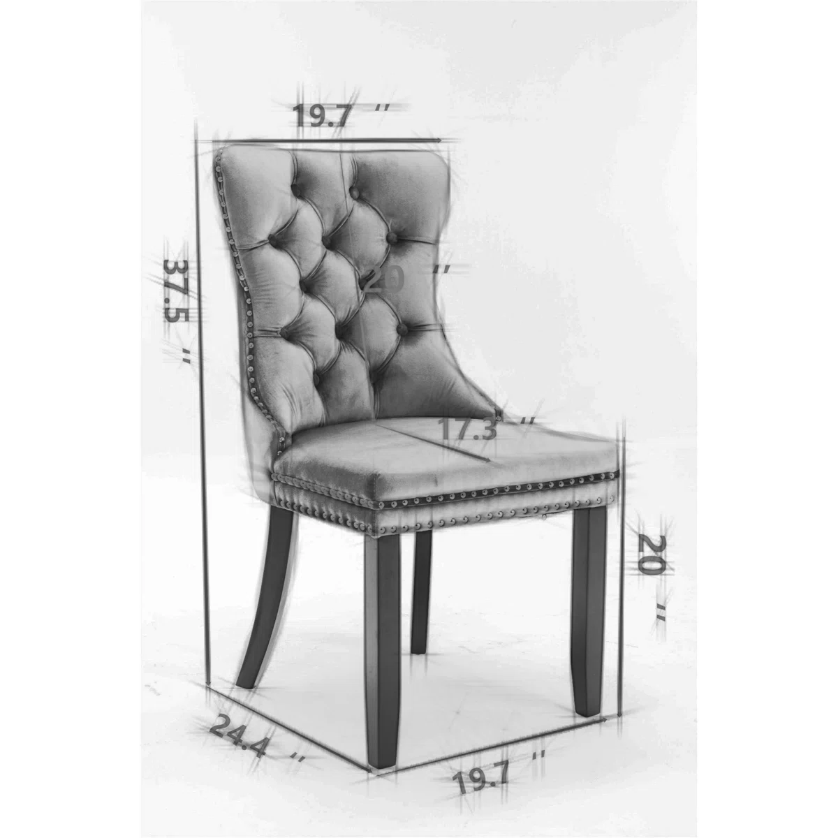 Mid-Century Modern Chairs with Lion Head Pull Ring,High-end Tufted Solid Wood Contemporary Velvet Upholstered Dining Chair with Golden Wooden Legs Nailhead Trim 2-Pcs Set,Beige,SW1201BG