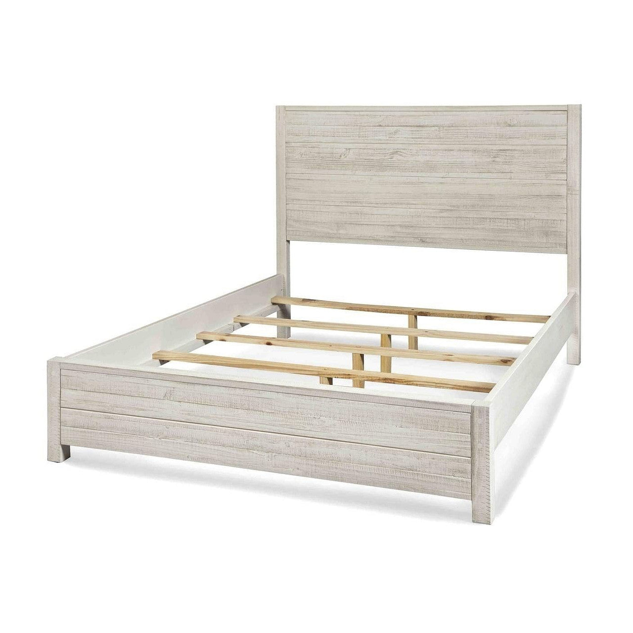 FarmHome Off White Solid Pine Platform Bed in Queen Size-2