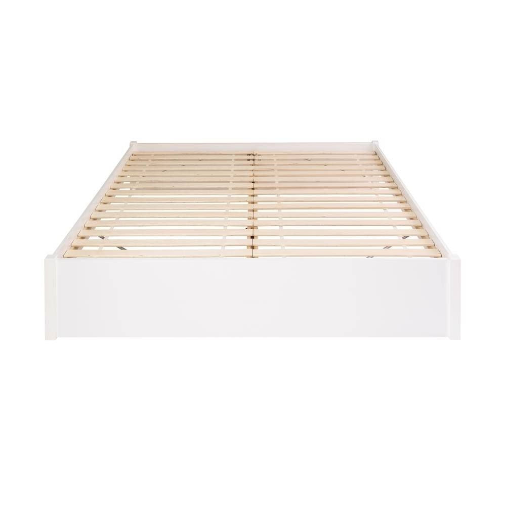 King Size White Wooden 4 Post Platform Bed Frame-1