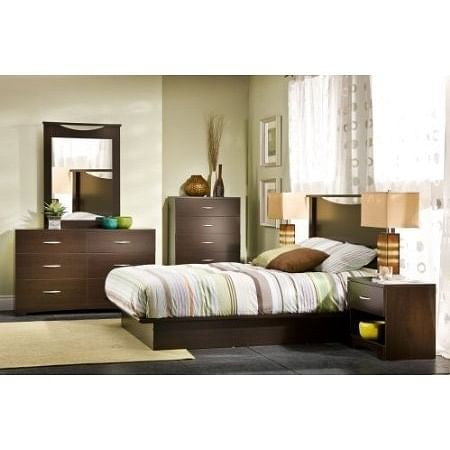 Modern 6-Drawer Bedroom Dresser in Chocolate Wood Finish-0