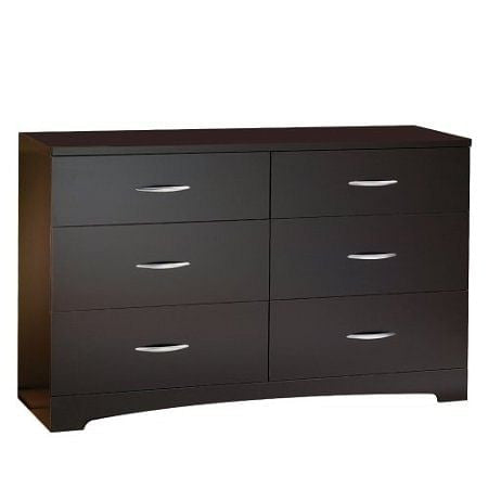 Modern 6-Drawer Bedroom Dresser in Chocolate Wood Finish-2