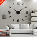 NNEOBA Large Wall Clock Quartz 3D DIY Big Watch Decorative Kitchen Clocks Acrylic Mirror Sticker Oversize Wall Clocks Home Letter Decor-0