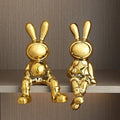 Modern Elegance: Electroplating Rabbit Sculpture Set for Chic Home and Office Decor-2