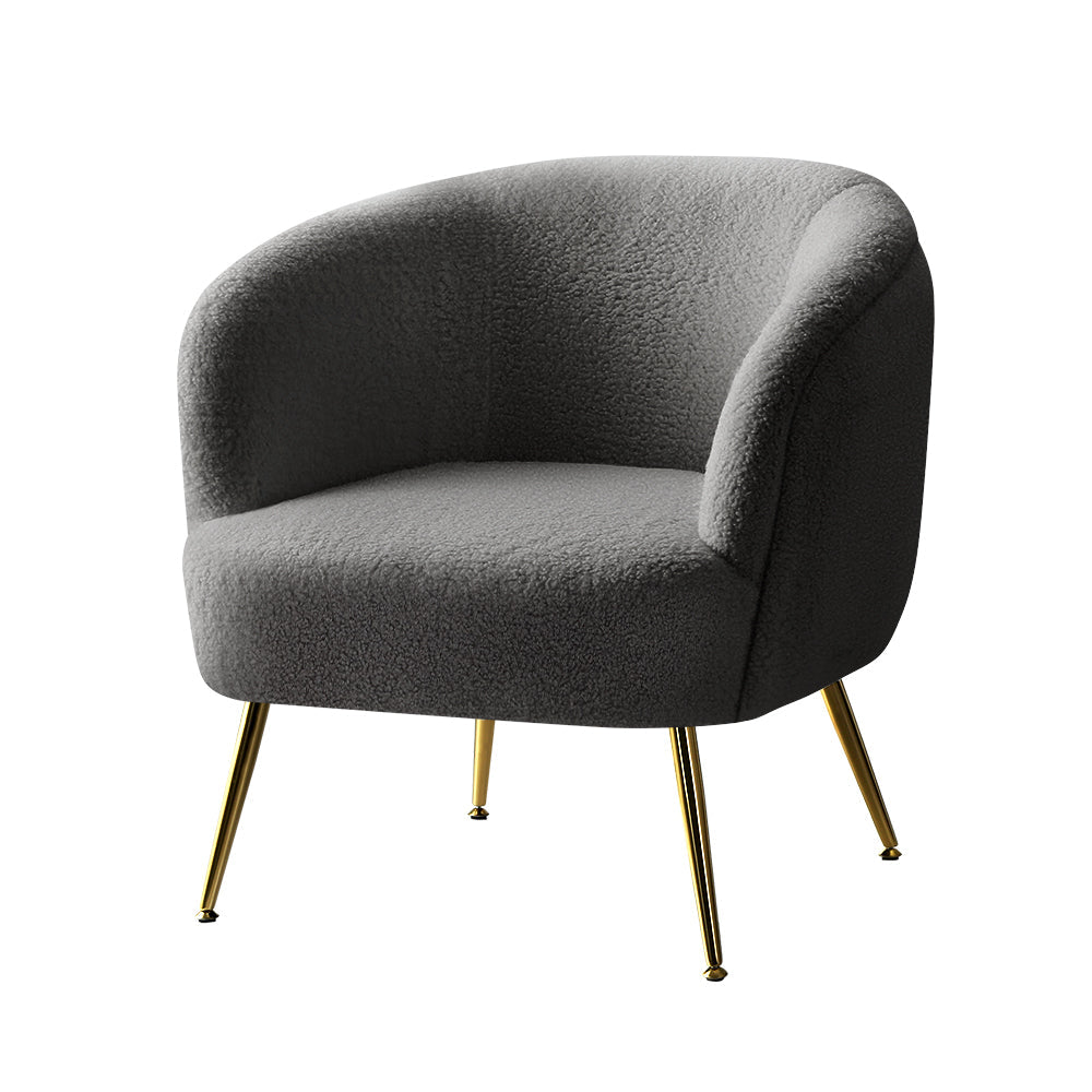 NNEDSZ Armchair Lounge Chair Accent Chairs Arm Armchairs Sherpa Boucle Charcoal