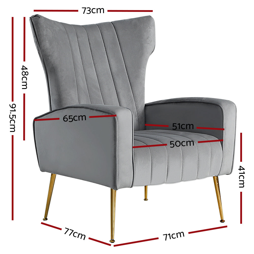 NNEDSZ Armchair Lounge Accent Chairs Armchairs Chair Velvet Sofa Grey Seat