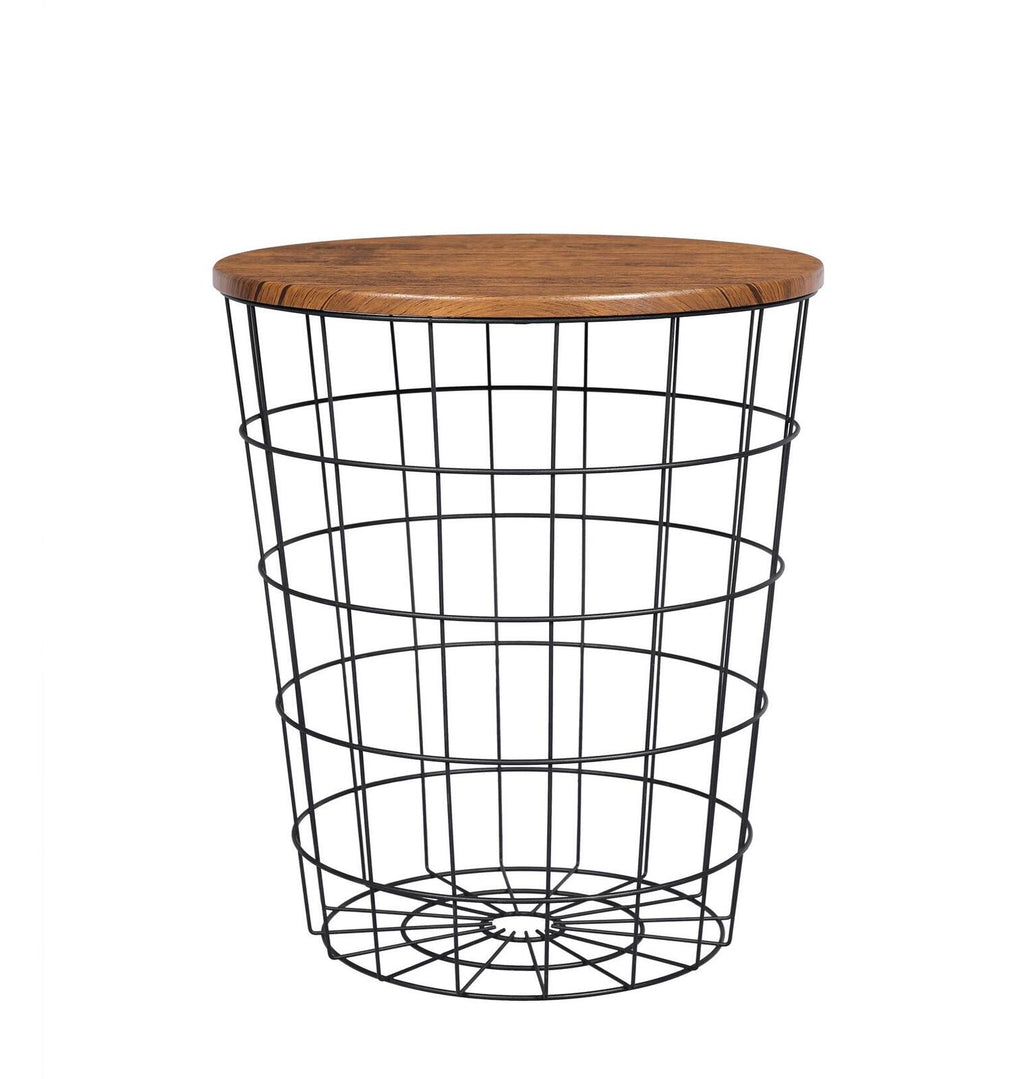 NNEDSZ YES4HOMES Vintage Round Coffee Tables Set of 2 Side Tables Robust Steel Frame for Living Room Bedroom Rustic Brown and Black