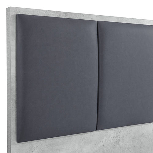 NNEDSZ Queen 4 Pcs Bedroom Suite with Dresser Fabric Upholstery MDF Combination of Black & Cement Colour-3