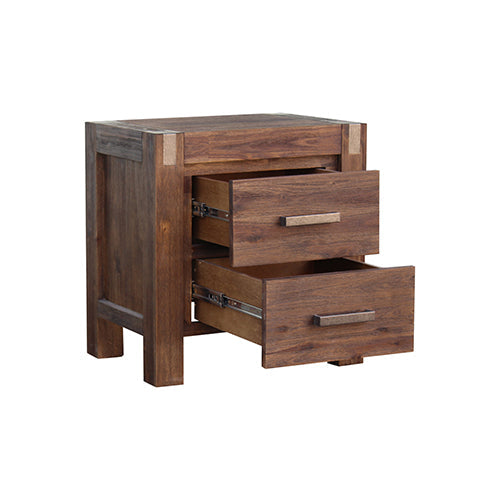 NNEDSZ Pieces Bedroom Suite in Solid Wood Veneered Acacia Construction Timber Slat King Size Chocolate Colour Bed, Bedside Table & Dresser