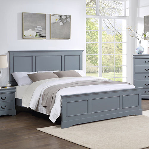NNEDSZ 4 Pieces Bedroom Suite in Solid Wood & MDF King Size Grey Colour Bed, Bedside Table & Dresser-2