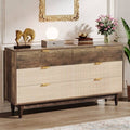 Retro Mid-Century Modern 6 Drawer Dresser Chest of Drawers in Vintage Brown-0