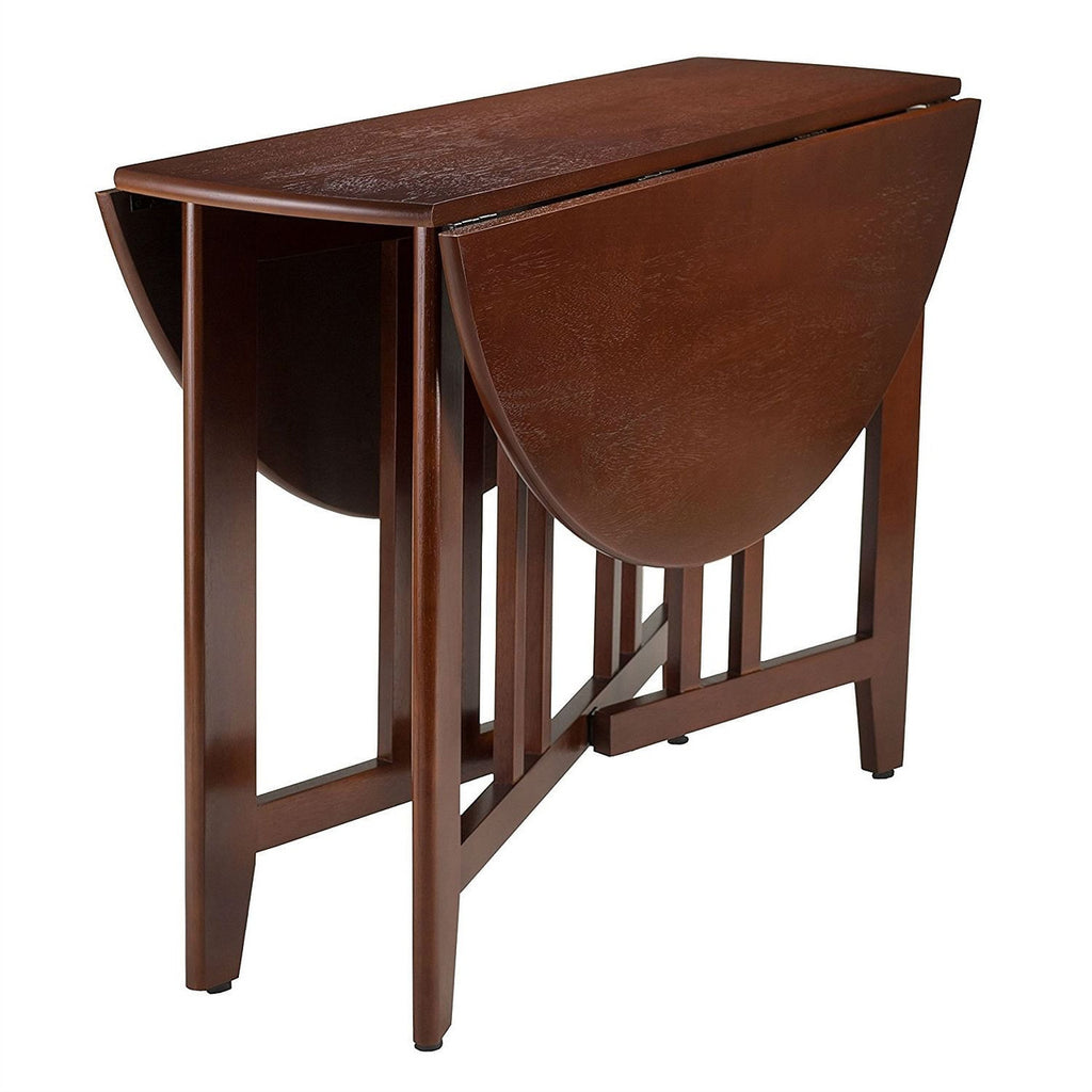 Mission Style Round 42-inch Double Drop Leaf Dining Table-1