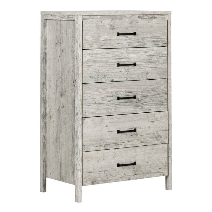 Modern Washed Pine 5 Drawer Storage Chest-2