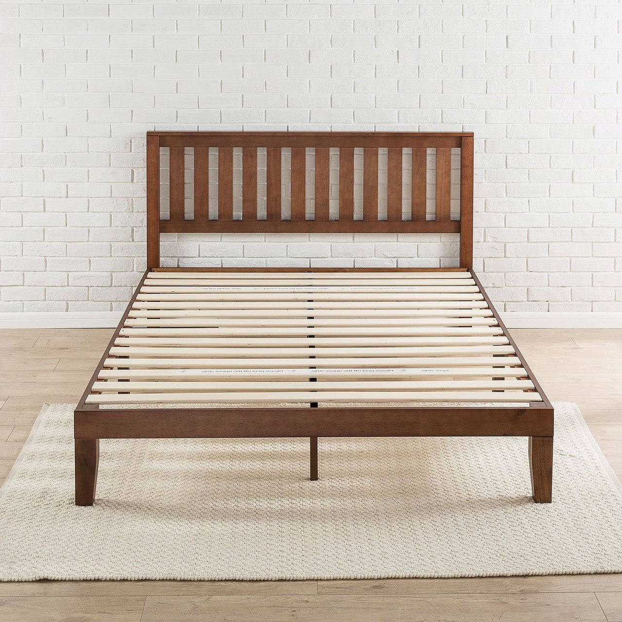 Queen size Mission Style Solid Wood Platform Bed Frame with Headboard in Espresso Finish-2