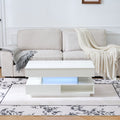 39.3' Lift Top Coffee Table with Hidden Compartment, 2 Storage Drawers and Ajustable LED Lights,Modern Multifunction Coffee Tables for Living Room, Bedroom,Office(White)