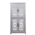 Light Gray Mirrored Doors Accent Storage Cabinet with Adjustable Shelves, 67.4' H, Corner Entryway Living Room Bedroom Kitchen Bookcase