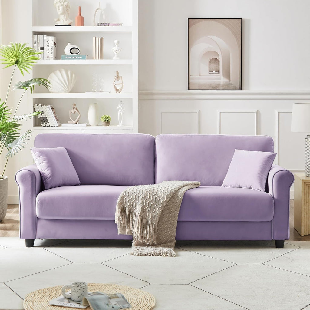 Deluxe Velvet 83 Inches Luxury Loveseat Purple Shade-0