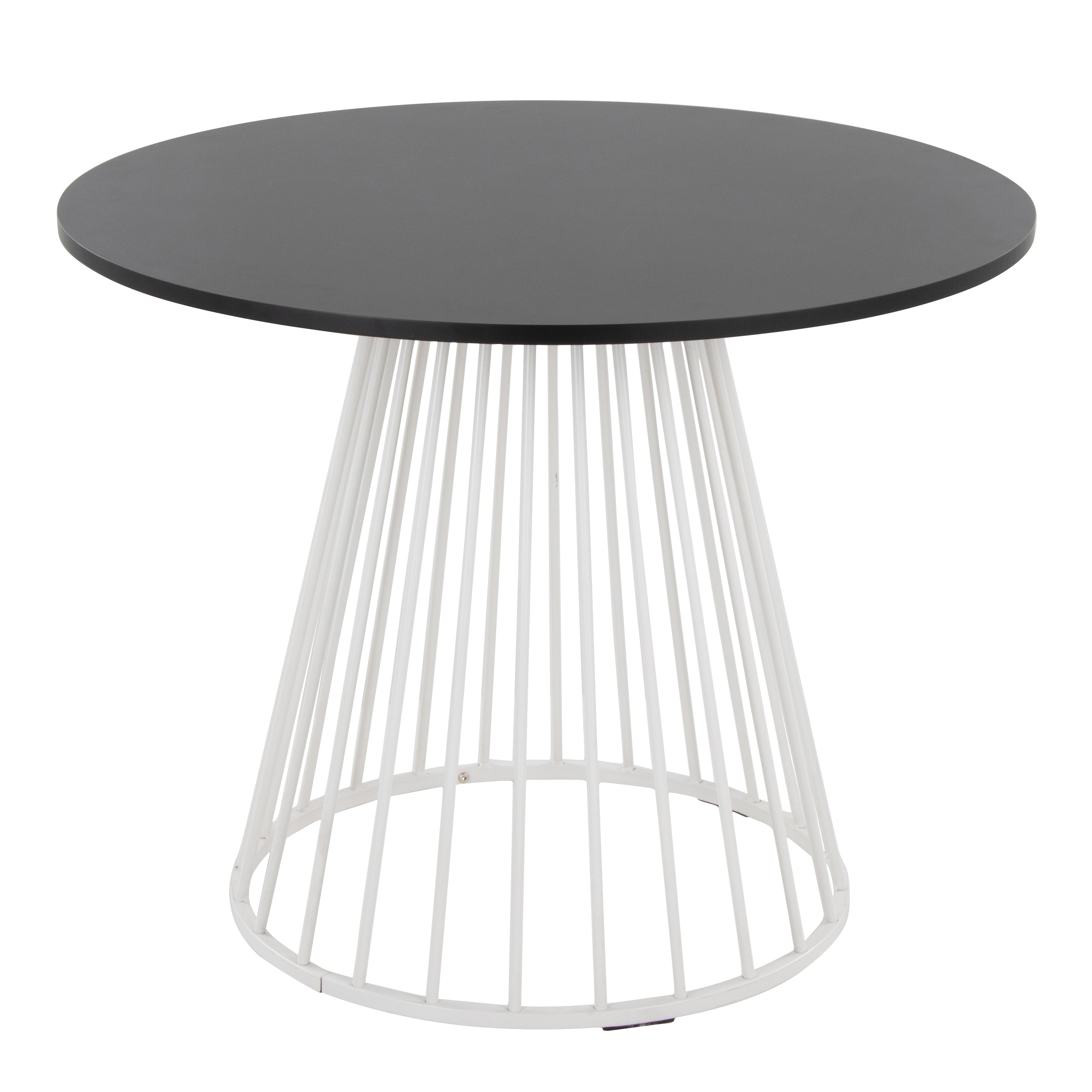 Contemporary Dining Table in White Metal and Black MDF