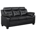 Eaton Casual Black Padded Sofa with Tufted Design in Faux Leather Finish, 78in W x 35in D x 40in H