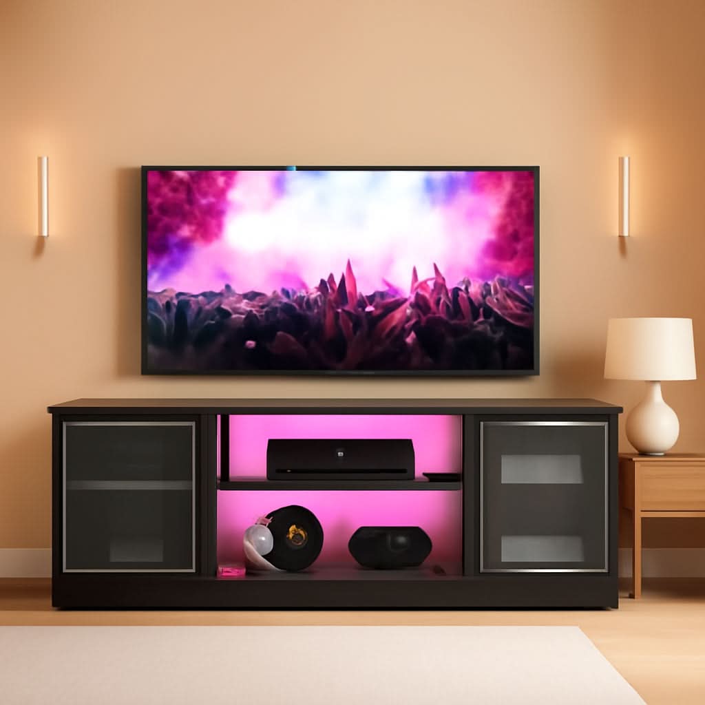 57 Inch Entertainment Center With RGB LED Illumination