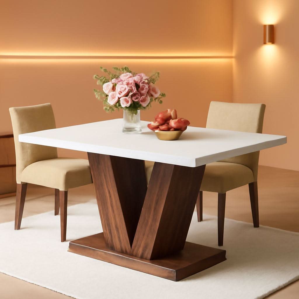 47 Inch White Oak Dining Table With Heavy Pedestal Base-0